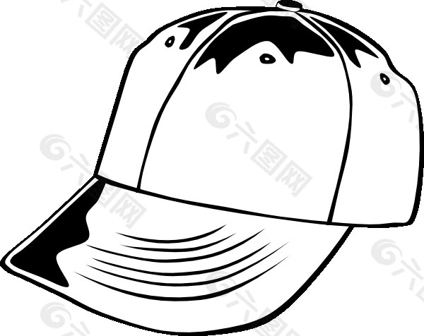 棒球帽（B和W）剪贴画