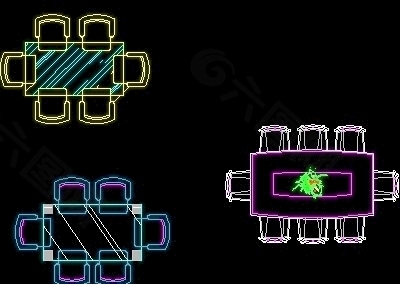 餐桌图块cad家具图块10
