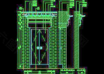 单扇门详图、双扇门详图、木做门套-cad门图块32