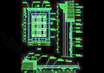 单扇门详图、双扇门详图、木做门套-cad门图块28