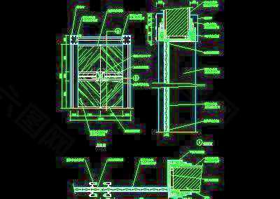 单扇门详图、双扇门详图、木做门套-cad门图块24