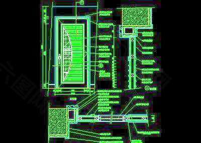 单扇门详图、双扇门详图、木做门套-cad门图块12
