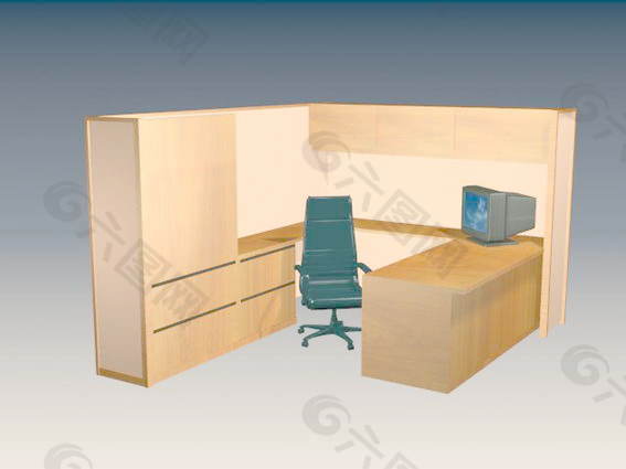 办公家具办公桌3d模型3d素材 239