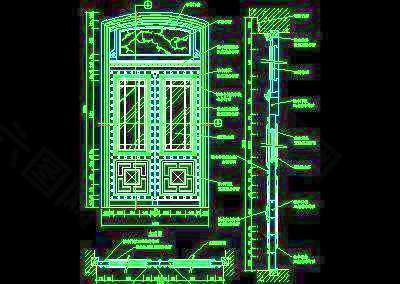 单扇门详图、双扇门详图、木做门套-cad门图块27