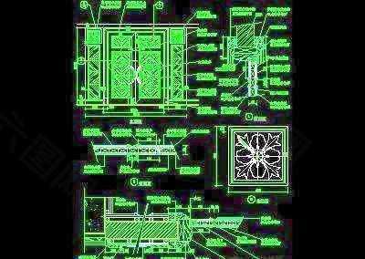 单扇门详图、双扇门详图、木做门套-cad门图块23