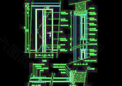 单扇门详图、双扇门详图、木做门套-cad门图块7