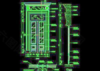 单扇门详图、双扇门详图、木做门套-cad门图块29