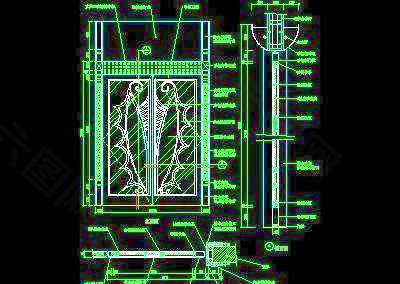 单扇门详图、双扇门详图、木做门套-cad门图块25