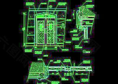 单扇门详图、双扇门详图、木做门套-cad门图块17
