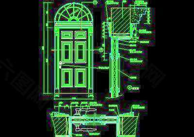 单扇门详图、双扇门详图、木做门套-cad门图块14