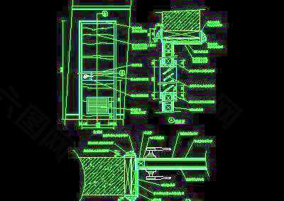 单扇门详图、双扇门详图、木做门套-cad门图块6