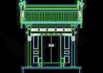 中式垂花门、中式屏门-cad门图块素材3
