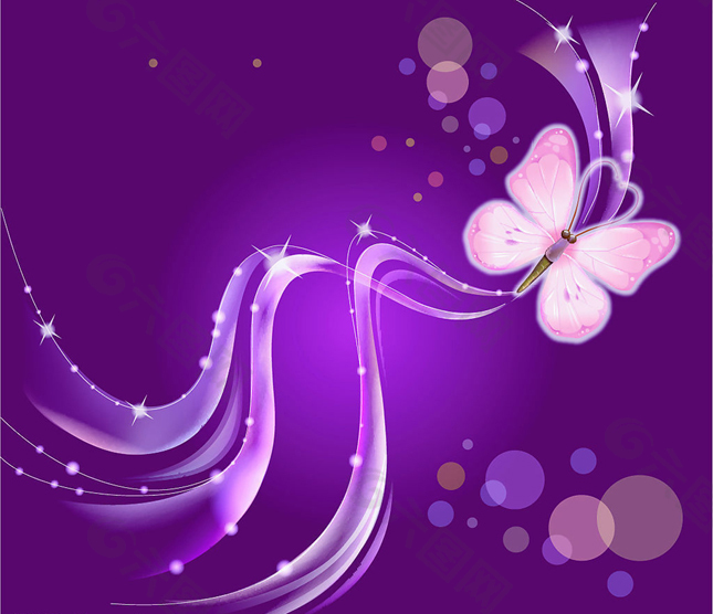 紫色蝴蝶花纹矢量图