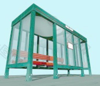 室外模型公交车站3d素材3d模型 7