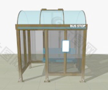 室外模型公交车站3d素材装饰素材 8