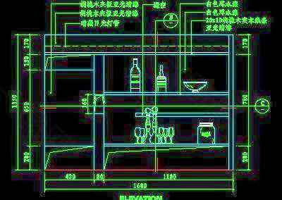 餐厅吧台cad详图2