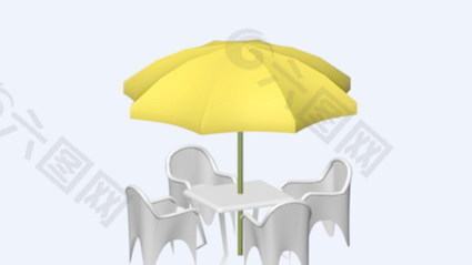 室外模型遮阳伞3d素材装饰素材 9
