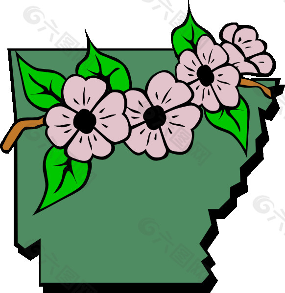 阿肯色州的地图和花剪辑艺术