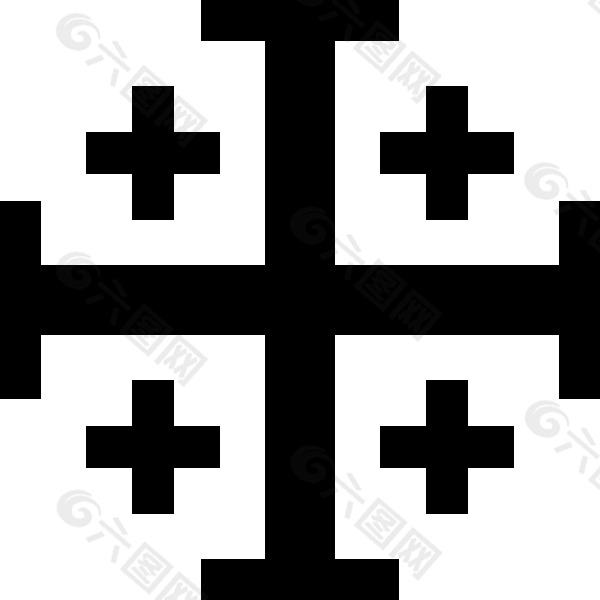 耶路撒冷十字交叉有效(或十字交叉,一个传统的纹章的剪辑艺术符号