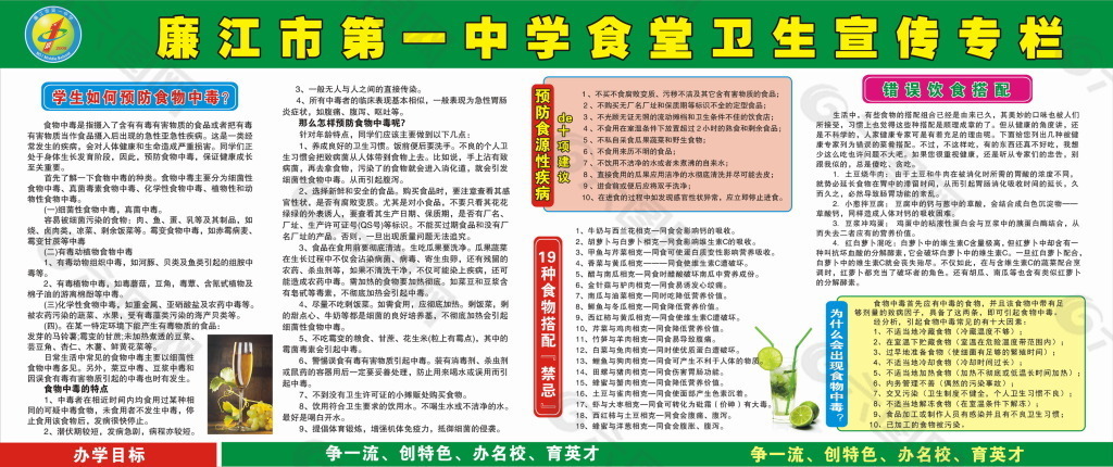 廉江市第一中学食堂卫生宣传专栏