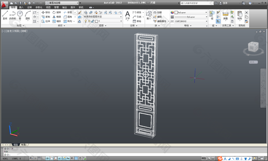 CAD三维拼花中式门