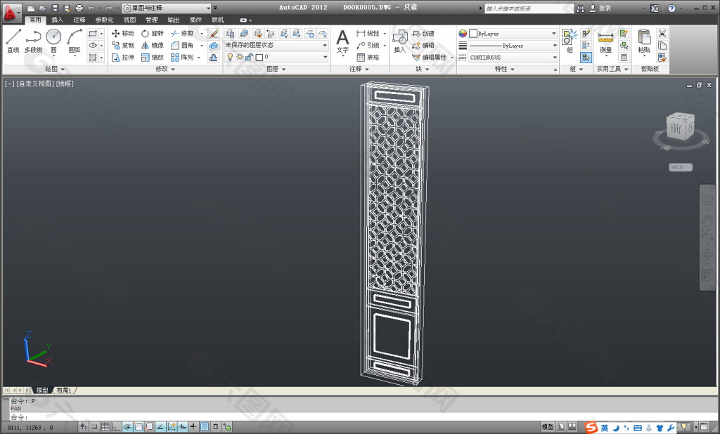 CAD三维中式门