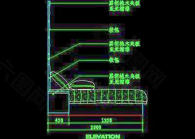 床屏详图、床图块、床屏cad土块素材099