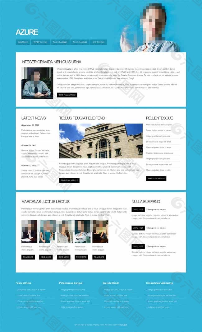 蓝色电子商务网站模板