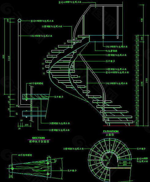 楼梯与栏杆cad详细施工图9