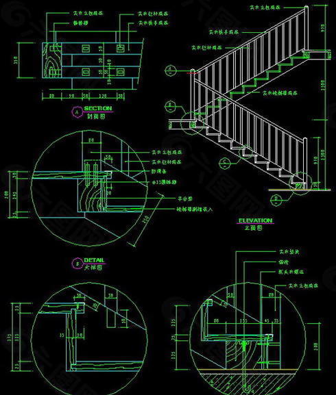 楼梯与栏杆cad详细施工图5