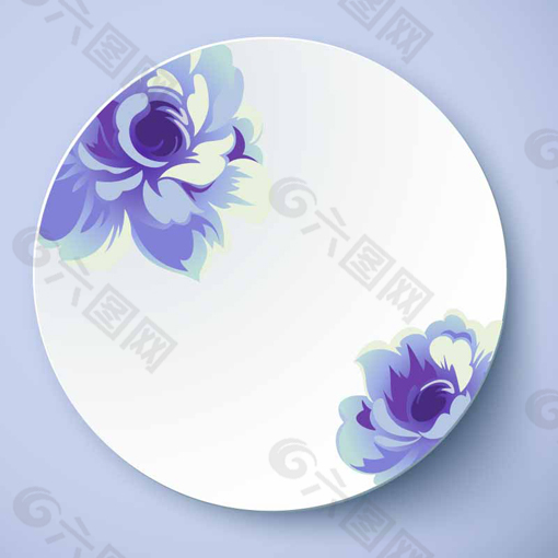 蓝色玫瑰 盘子花纹