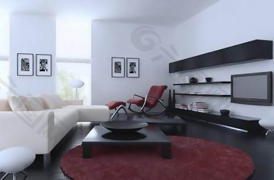 明亮宽敞的现代客厅3D模型免费下载