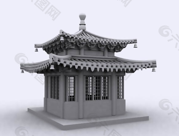 古代庙宇,3D模型,建筑物,古建筑3D模型