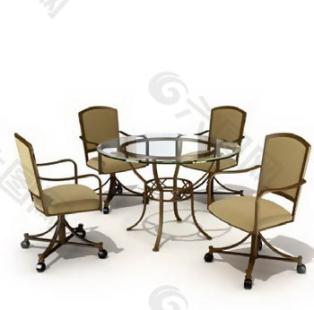 50-餐馆餐厅桌椅组合3DMAX模型素材（带材质）