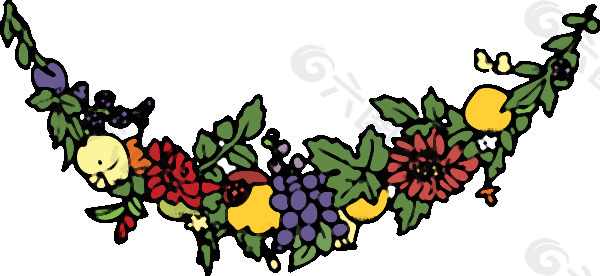 鲜花和水果装饰艺术剪辑