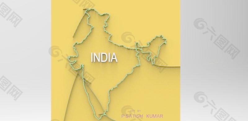 印度map_3d模型