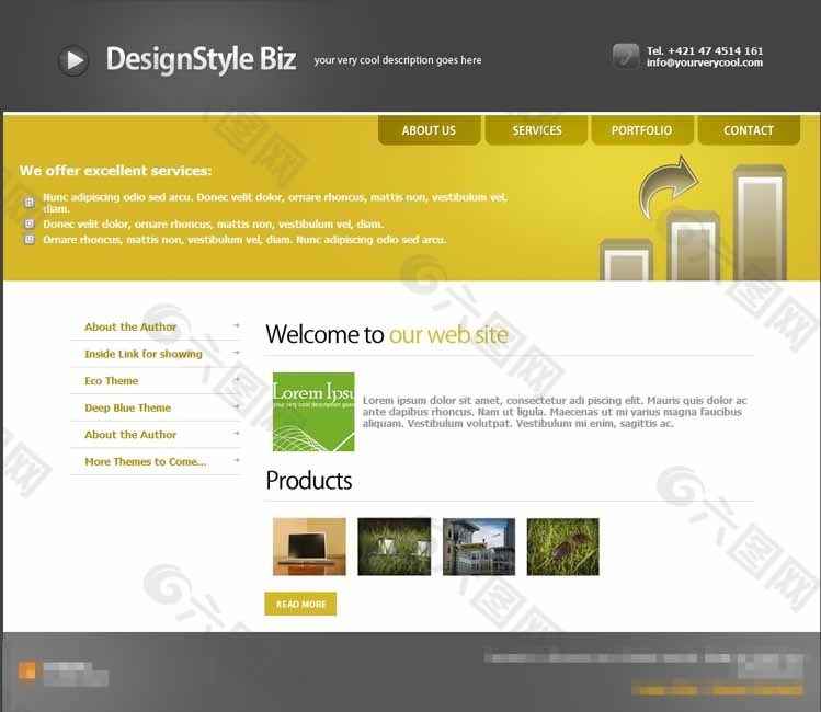 商务企业网站黄色CSS模板
