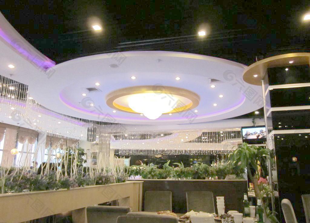 餐厅 紫色圆吊灯