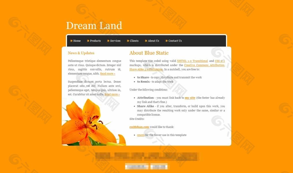 黄色鲜艳商务企业网站CSS模板