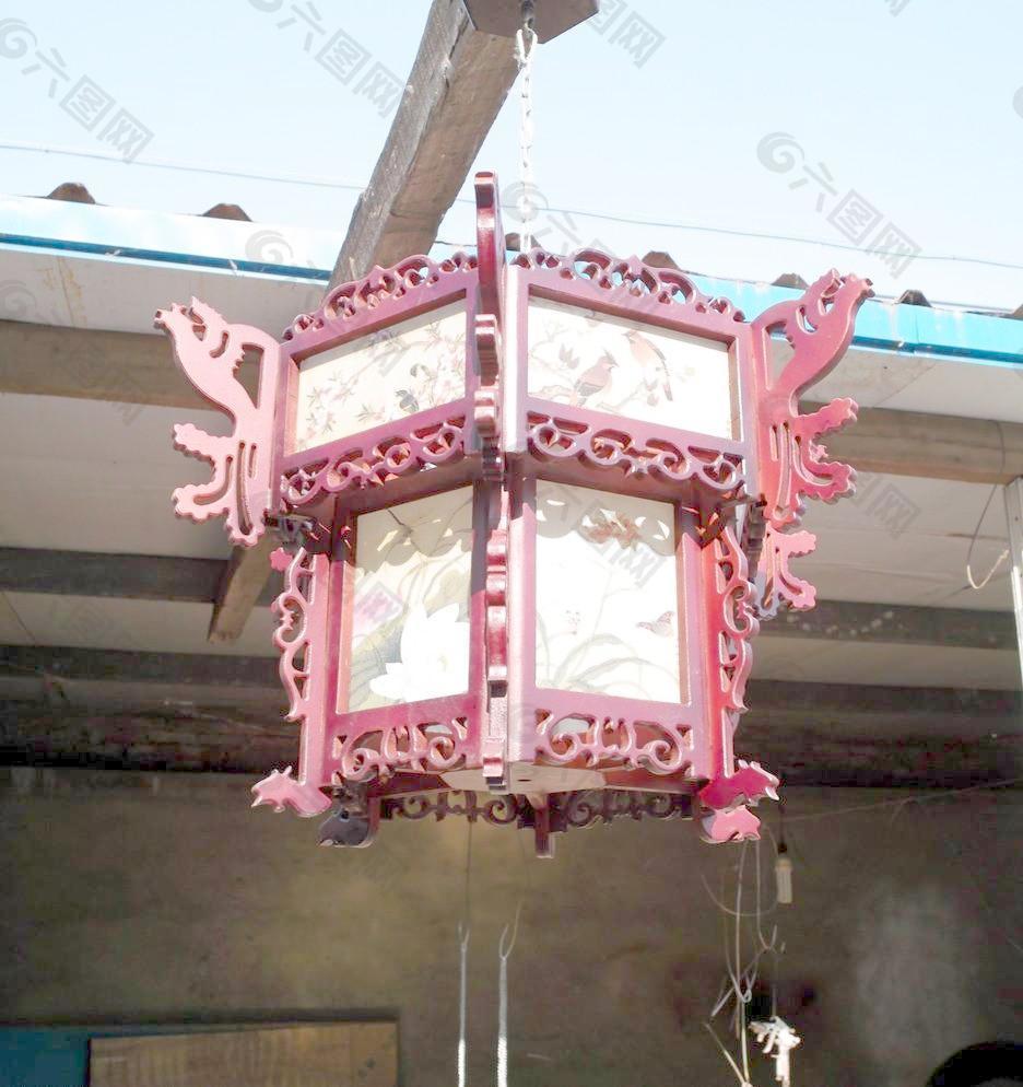 中式木艺吊灯素材
