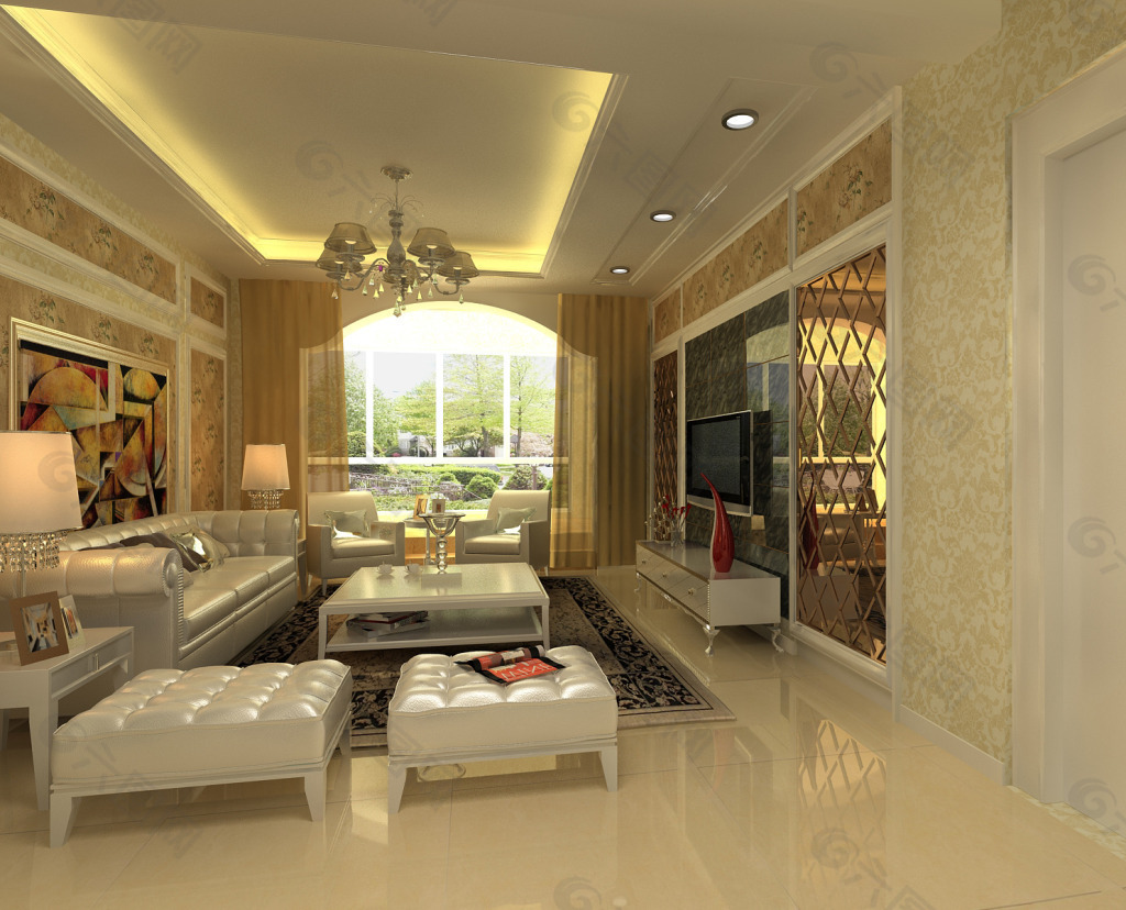 金色阳光 - 其它风格三室两厅装修效果图 - YIXIU010设计效果图 - 每平每屋·设计家