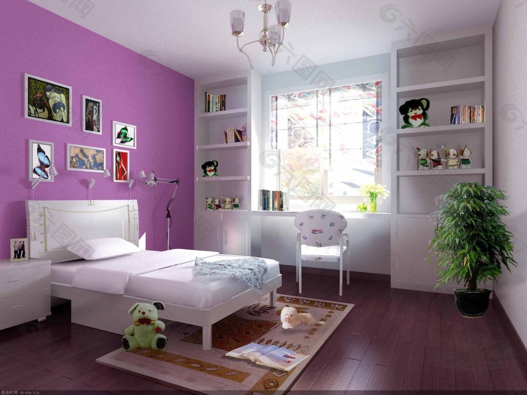欧式紫色卧室吊顶装修效果图大全2012图片_土巴兔装修效果图