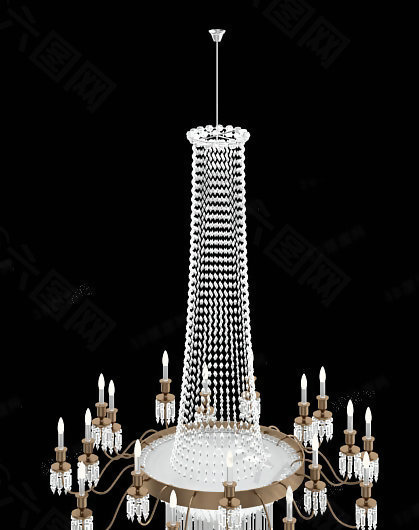 3D欧式豪华水晶吊灯模型