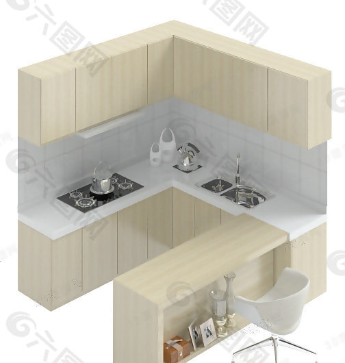 3D厨房橱柜模型