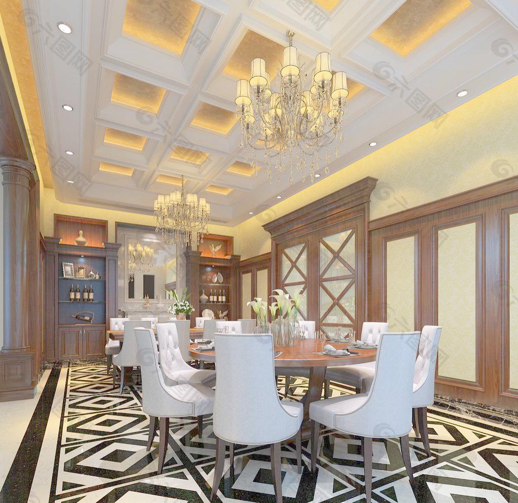 别墅大餐厅效果图