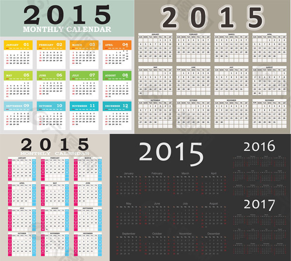 2015年全年月历