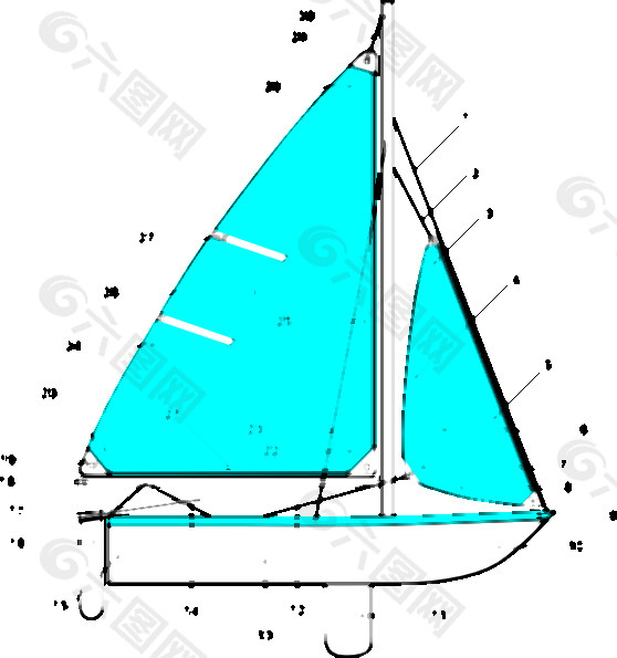 帆船插图标记点的剪辑艺术