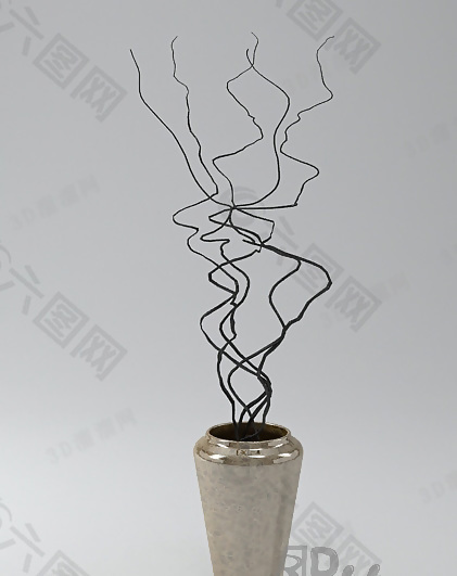 3D干枝花瓶模型