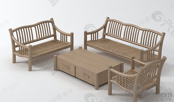 3D田园风格桌椅组合模型