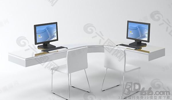3D办公桌椅组合模型